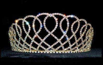 #12741G - Elizabethian Lace Tiara - Gold Plated Tiaras up to 3" Rhinestone Jewelry Corporation