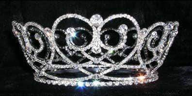 #13540 - Gated Hearts Crown Tiaras up to 3" Rhinestone Jewelry Corporation