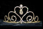 #14091G - Fairy Princess Heart Tiara - Gold Plated Tiaras up to 3" Rhinestone Jewelry Corporation