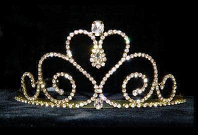 #14091G - Fairy Princess Heart Tiara - Gold Plated Tiaras up to 3" Rhinestone Jewelry Corporation