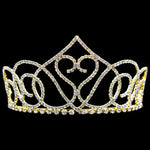 #15142G - Swooning Heart 3" Tiara - Gold Tiaras up to 3" Rhinestone Jewelry Corporation