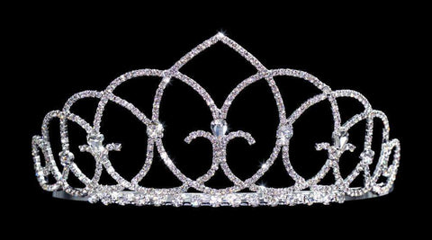 #15436 - Vaulted Ceiling Tiara with Combs - 2.5" Tiaras up to 3" Rhinestone Jewelry Corporation