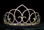 #15436G - Vaulted Ceiling Tiara with Combs - 2.5" Gold Plated Tiaras up to 3" Rhinestone Jewelry Corporation