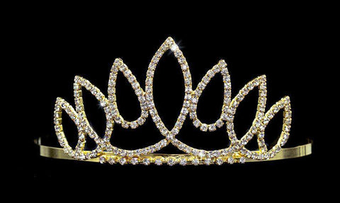 #15815G - Himalayan Princess Tiara with Combs - Gold Tiaras up to 3" Rhinestone Jewelry Corporation