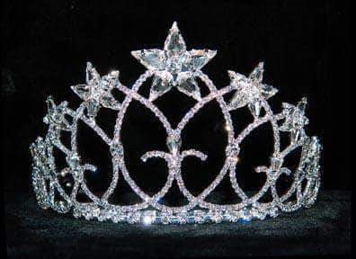 #16230 - Starred Vaulted Ceiling Tiara with Combs - 3" Tiaras up to 3" Rhinestone Jewelry Corporation