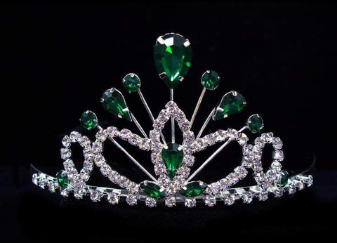 #16260em- Maus Tiara 2.25" - Emerald Tiaras up to 3" Rhinestone Jewelry Corporation