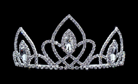#16651 - Vaulted Navette Tiara with Combs - 3" Tiaras up to 3" Rhinestone Jewelry Corporation