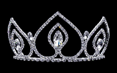#16737 - Navette Peaks Tiara with Combs - 3" Tiaras up to 3" Rhinestone Jewelry Corporation