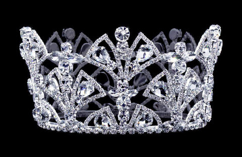 #16795 Rhinestone Fan Fixed Crown - 3" Tiaras up to 3" Rhinestone Jewelry Corporation