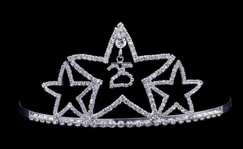 #17083 - Star - 25th Anniversary or Birthday Tiara with Combs Tiaras up to 3" Rhinestone Jewelry Corporation