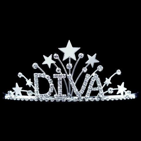 #17170 - DIVA Star Tiara with Combs - 2.25" (Limited Supply) Tiaras up to 3" Rhinestone Jewelry Corporation