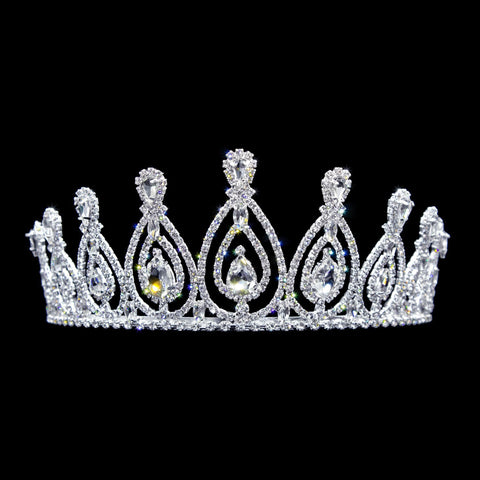 #17214 - Royal Statement Tiara with Combs - 2.5" Tiaras up to 3" Rhinestone Jewelry Corporation