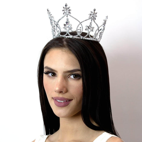 #13373 - Arctic Queen Crown Tiaras up to 4" Rhinestone Jewelry Corporation
