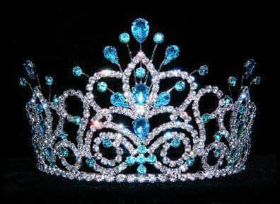 #16107 - Maus Spray Crown - Aquamarine - 4" Tiaras up to 4" Rhinestone Jewelry Corporation