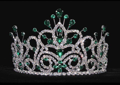 #16107 - Maus Spray Crown - Emerald - 4" Tiaras up to 4" Rhinestone Jewelry Corporation
