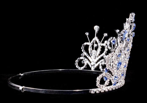 #16107 - Maus Spray Crown - Light Sapphire - 4" Tiaras up to 4" Rhinestone Jewelry Corporation