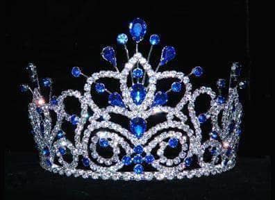 #16107 - Maus Spray Crown - Sapphire - 4" Tiaras up to 4" Rhinestone Jewelry Corporation