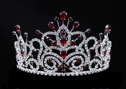 #16107 - Maus Spray Crown - Siam  - 4" Tall Tiaras up to 4" Rhinestone Jewelry Corporation