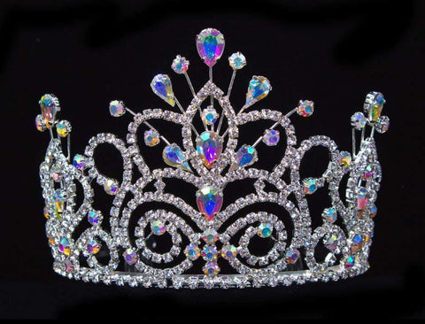 #16107ab - Maus Spray Crown - AB - 4" Tiaras up to 4" Rhinestone Jewelry Corporation