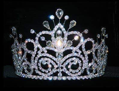 #16107CRYST - Maus Spray Crown - Clear Crystal - 4" Tiaras up to 4" Rhinestone Jewelry Corporation