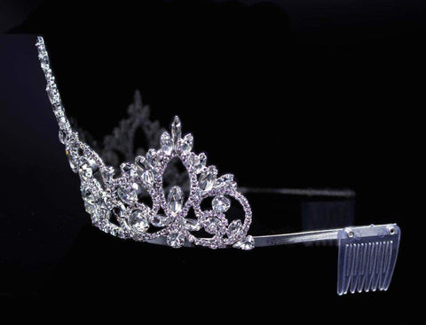 #16450 - Pageant Prime Tiara with Combs - 4" Tiaras up to 4" Rhinestone Jewelry Corporation