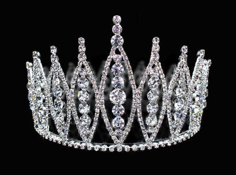 #16566 - Rivoli Burst Crown - 3.5" Tiaras up to 4" Rhinestone Jewelry Corporation