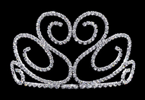 #16738 - Flowing Heart Tiara with Combs - 3.5" Tiaras up to 4" Rhinestone Jewelry Corporation
