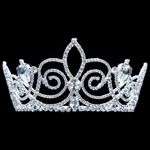 #17169 - Orleans Queen Tiara with Combs - 3.5" Tiaras up to 4" Rhinestone Jewelry Corporation