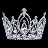 #17207 - Extreme Sparkle Full Crown with Rings - 4" Tiaras up to 4" Rhinestone Jewelry Corporation