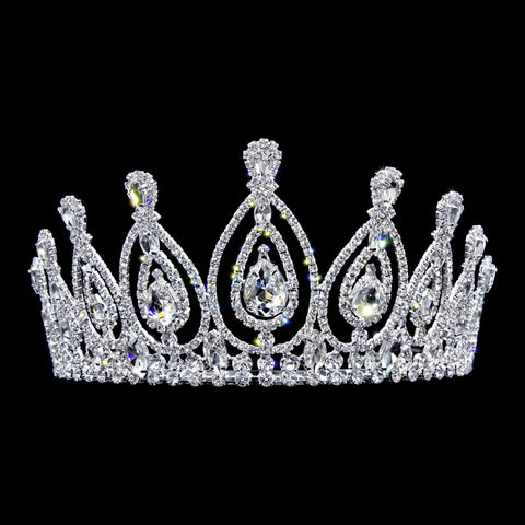 #17215 - Royal Statement Tiara with Combs - 3" Tiaras up to 4" Rhinestone Jewelry Corporation