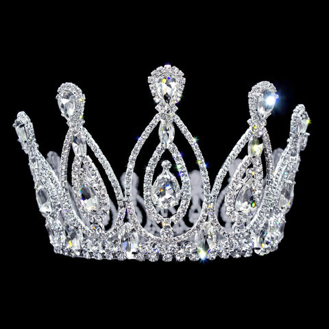 #17216 - Royal Statement Full Crown with Rings - 3.5" Tiaras up to 4" Rhinestone Jewelry Corporation