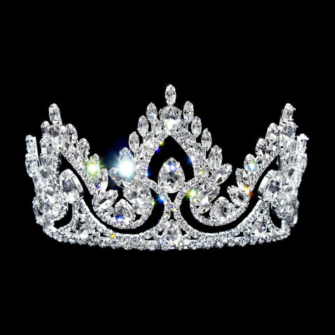 #17241 Fire in the Sky Tiara - 3.5" Tall with Combs Tiaras up to 4" Rhinestone Jewelry Corporation