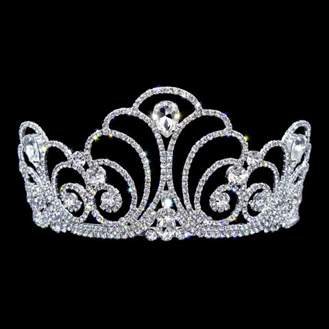 #17288- Scalloped Pear Tiara with Combs - 3" Tiaras up to 3" Rhinestone Jewelry Corporation
