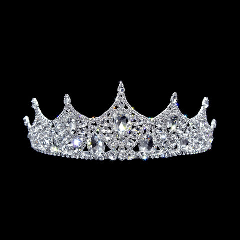 #17303 - Noble Beauty Tiara with Combs - 2.5" Tiaras up to 3" Rhinestone Jewelry Corporation