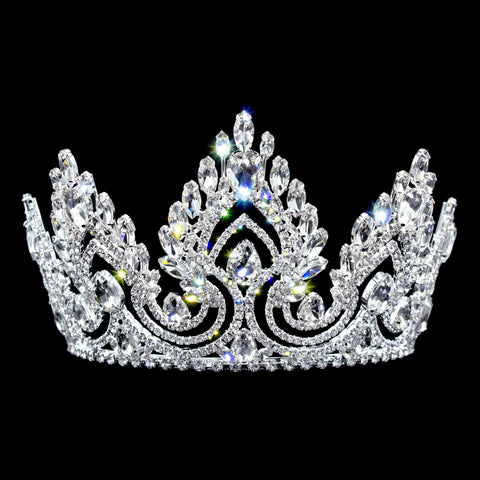 #17242 Fire in the Sky Tiara - 4.25" Tall with Combs Tiaras up to 5 Rhinestone Jewelry Corporation
