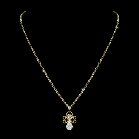 #7346N-Crystal- Angel Necklace 18" Trendy Jewelry Rhinestone Jewelry Corporation