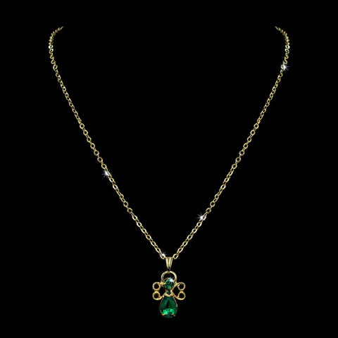 #7346N-Emerald - Angel Necklace 18" (Limited Supply) Trendy Jewelry Rhinestone Jewelry Corporation