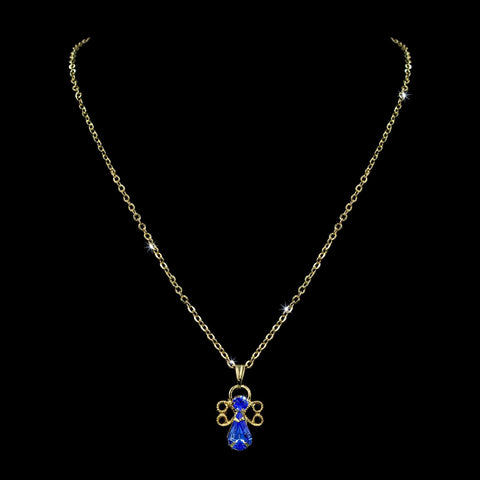 #7346N-Sapphire - Angel Necklace 18" (Limited Supply) Trendy Jewelry Rhinestone Jewelry Corporation