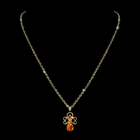 #7346N-Topaz - Angel Necklace 18" (Limited Supply) Trendy Jewelry Rhinestone Jewelry Corporation