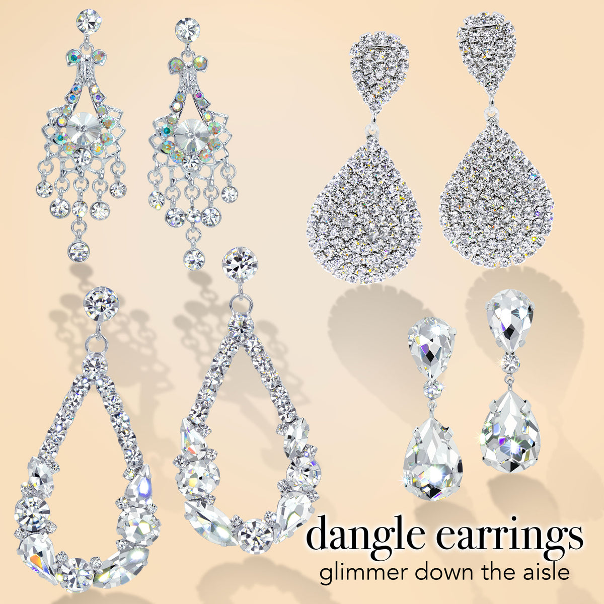 Rhinestone Dangle Earrings - Wholesale