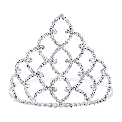 5" Traditional Rhinestone Crown -  Silver #11186S Tiaras & Crowns up to 6" Rhinestone Jewelry Corporation