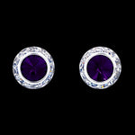 #12536 Grape 13mm Rondel with Rivoli Button Earrings