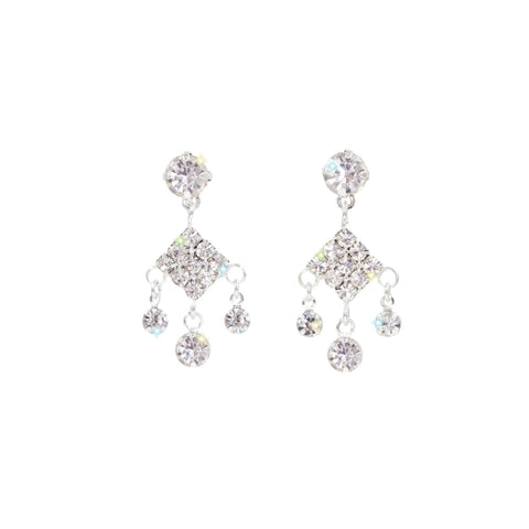 #12711 - Small Square Dangle Chandelier Earrings Earrings - Dangle Rhinestone Jewelry Corporation