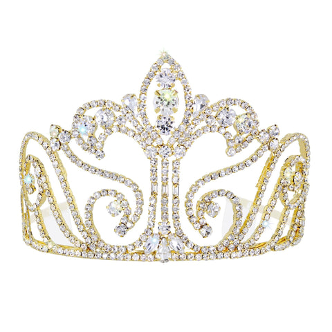 #12738G Medium Fleur Di Lis Tiara - Gold Plated WTS