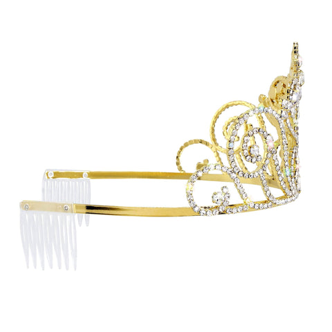 #12738G Medium Fleur Di Lis Tiara - Gold Plated WTS