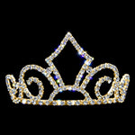 #16744G - Regal Flourish Tiara with Combs - 2.75" - Gold Tiaras up to 3" Rhinestone Jewelry Corporation