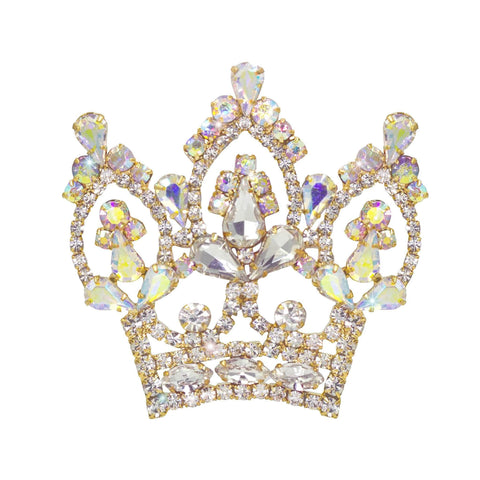 #16785abg - AB Arch Crown Pin - Gold Pins - Pageant & Crown Rhinestone Jewelry Corporation