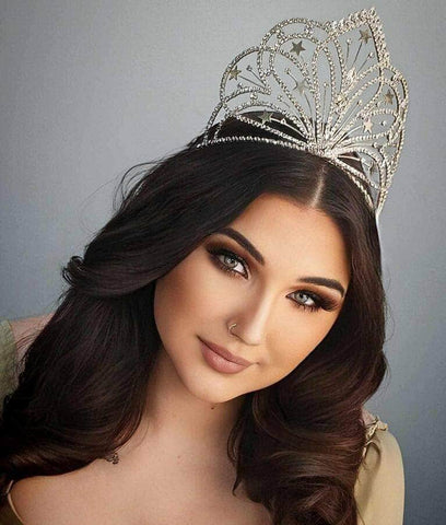 #16800 Radiant Starburst Tiara with Combs - 5.25" Tiaras & Crowns up to 6" Rhinestone Jewelry Corporation