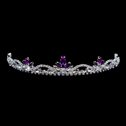 #16994 - Pageant Praise 1 1/8" Tiara - Purple Stones (Limited Supply) Tiaras up to 1.25 " Rhinestone Jewelry Corporation