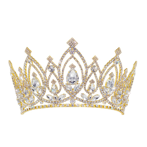 #17167G - Extreme Sparkle Tiara with Combs - 4" - Gold Tiaras up to 4" Rhinestone Jewelry Corporation